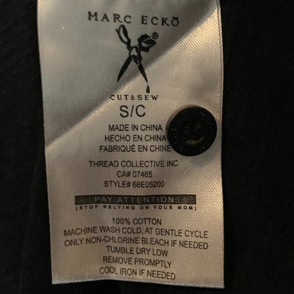 Marc Ecko Men's Black/Gray/White Short Sleeve and Henley Shirt. Size: Small - Picture 7 of 10